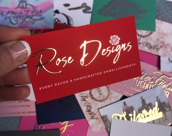 Business Cards for Rose Designs in Flint, Michigan | Raised Gold Foil Business Cards | Event Planner, Business Card Printing