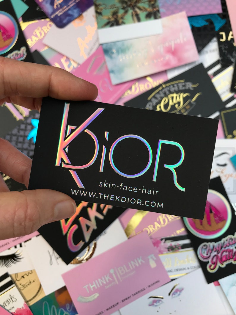 Business Cards for Makeup Artist in New Orleans Holographic Foil Business Card Boutique Owner, Hair Stylist, Nail Artist, Rainbow Foil image 7