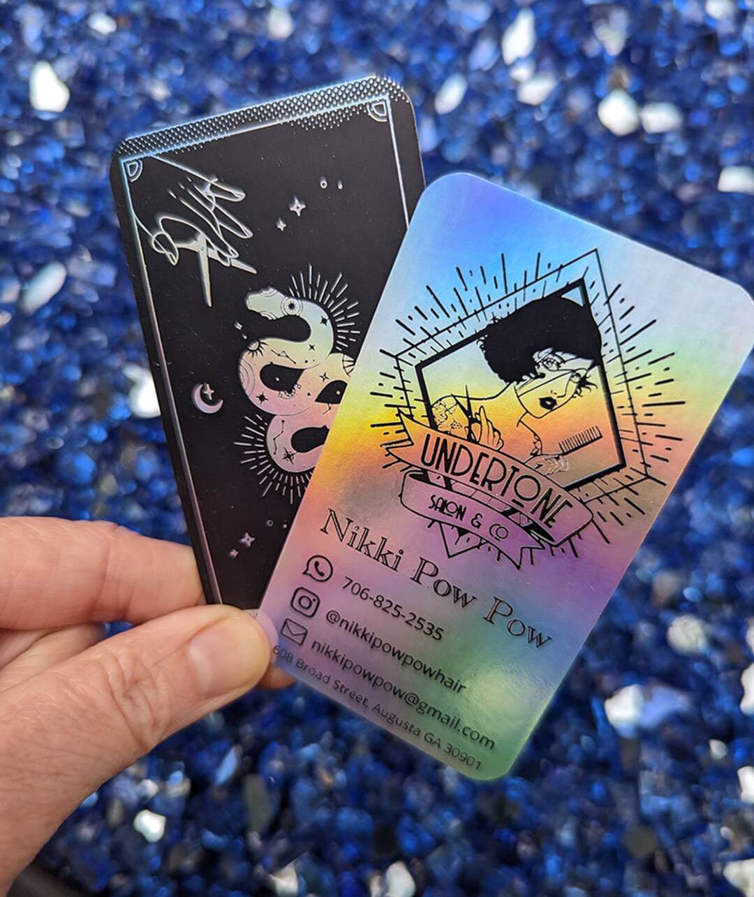 Holographic Foil Business Cards Fancy & Magical Silk Business Cards for