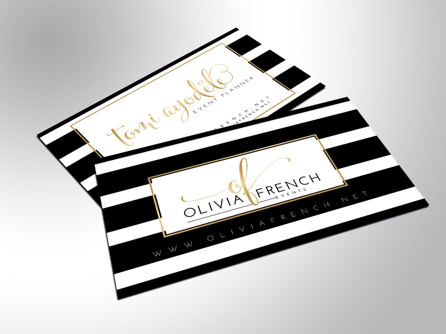 Gold Foil Business Cards Bold Black And White Stripes