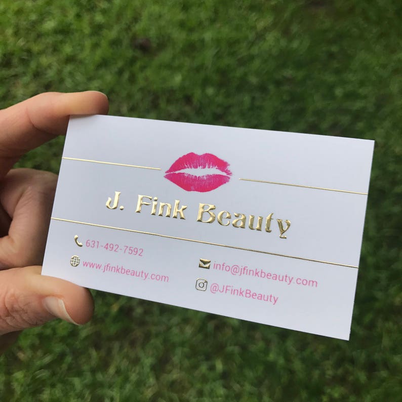 Thick Gold Foil Business Cards Makeup Artist, Hairstylist, Interior Designers, Photographer, Wedding Planner, Microblading, Model image 9