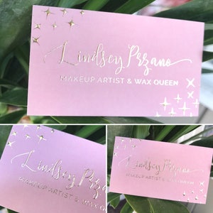 Thick Gold Foil Business Cards Makeup Artist, Hairstylist, Interior Designers, Photographer, Wedding Planner, Microblading, Model image 8