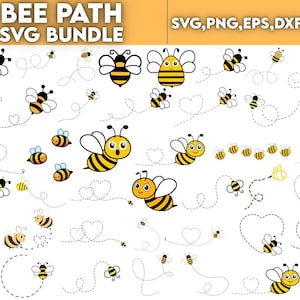 Bee SVG Bundle | Bee Path Svg Png Eps Dxf Jpg | Cute Honey Bee Clipart | Bumblebee Silhouette Cricut Cut Files | Bee Clipart Digital