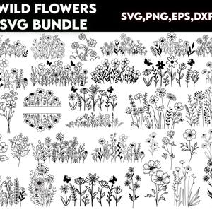 Wildflower svg Bundle | Flower svg png ,Botanical Nature,Botanical svg, JPG SVG PNG Eps Bundle for Cricut, Digital file.