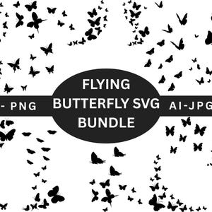 Flying Butterfly SVG Bundle | Butterfly Silhouette PNG | Monarch Butterflies Cut File | Elegant Insect Clipart | Nature SVG
