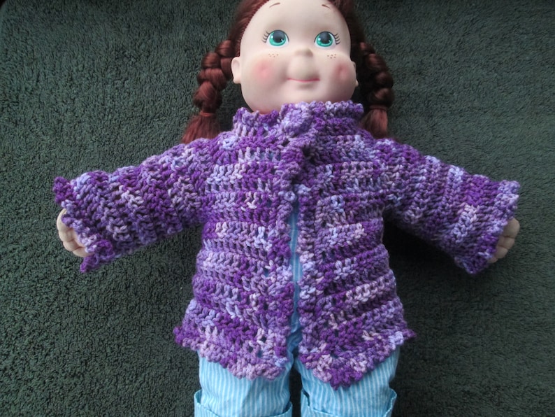 9 Months Baby Sweater 18 Months Baby Girl Purple Sweater Crocheted by SuzannesStitches 3 Months Baby Sweater Newborn Baby Girl Sweater