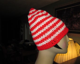 Boy's/Girl's/Teen/Men/Ladies Hand Knit Red and White Beanie by SuzannesStitches, Baby Boy's Beanie, Hand Knit Red and White Beanie