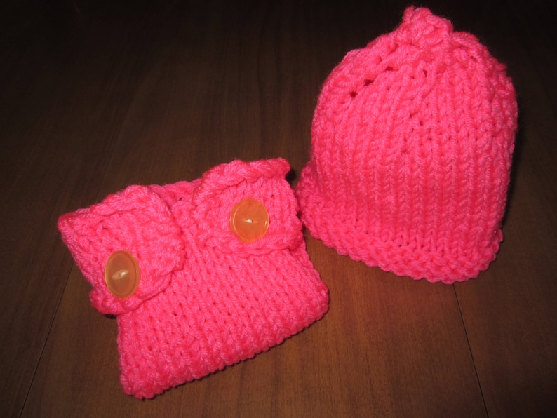 Pink Diaper Cover and Hat Set Baby Diaper Soaker Newborn to 6 Months Baby Girl Pink Diaper Cover and Hat Set Knitted by SuzannesStitches