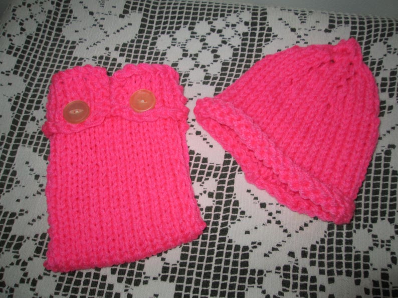 Pink Diaper Cover and Hat Set Baby Diaper Soaker Newborn to 6 Months Baby Girl Pink Diaper Cover and Hat Set Knitted by SuzannesStitches