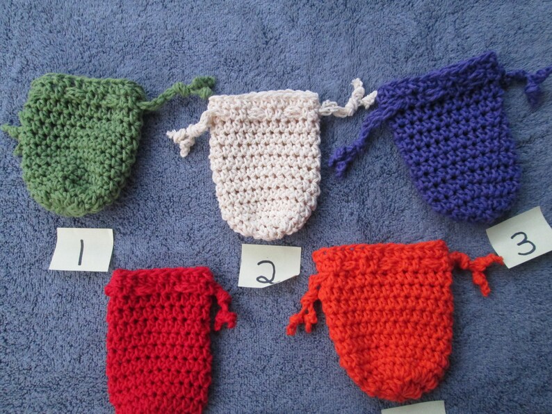 Cotton Soap Sack Cotton Washcloth Natural Soap Saver Cotton Soap Sacks Crocheted by SuzannesStitches Cotton Soap Holder Cotton Soap Bag