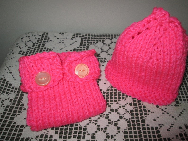 Pink Diaper Cover and Hat Set Baby Diaper Soaker Newborn to 6 Months Baby Girl Pink Diaper Cover and Hat Set Knitted by SuzannesStitches