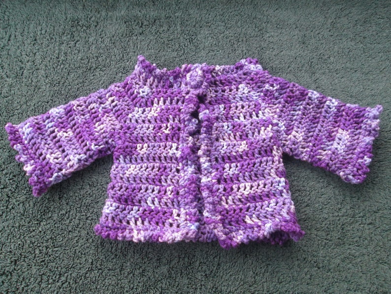9 Months Baby Sweater 18 Months Baby Girl Purple Sweater Crocheted by SuzannesStitches 3 Months Baby Sweater Newborn Baby Girl Sweater