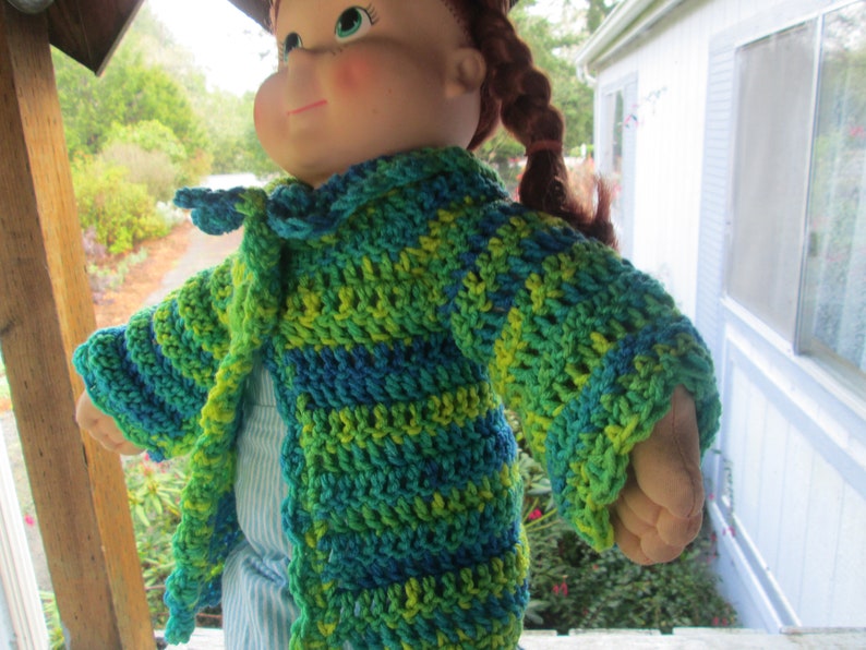 Preemie 3 Month Baby Girl Blue Sweater 6 Months Baby Girl Blue and Greens Sweater Crocheted by SuzannesStitches Baby Girl Green Cardi