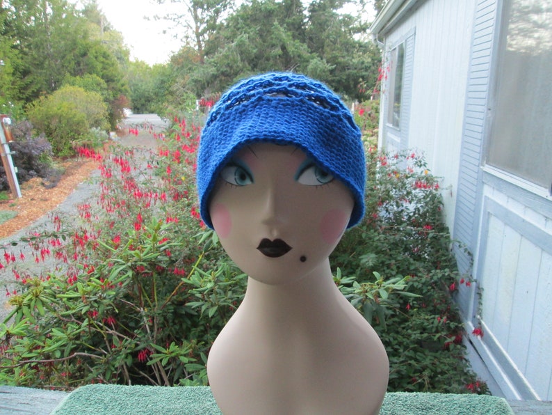 Ladies Blue Hat Women/'s Formal Hat ToddlerGirlTeenWomen Blue Cloche Hat Crocheted by SuzannesStitches Girl/'s Blue Hat Teen Sun Hat