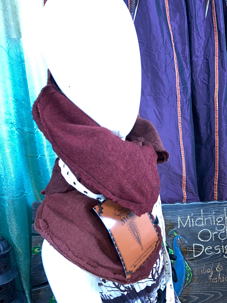 neck warmer cowl patchwork upcycled festival wear winter scarf Hand dyed BURGUNDY wool patchwork Buckled NO zipper
