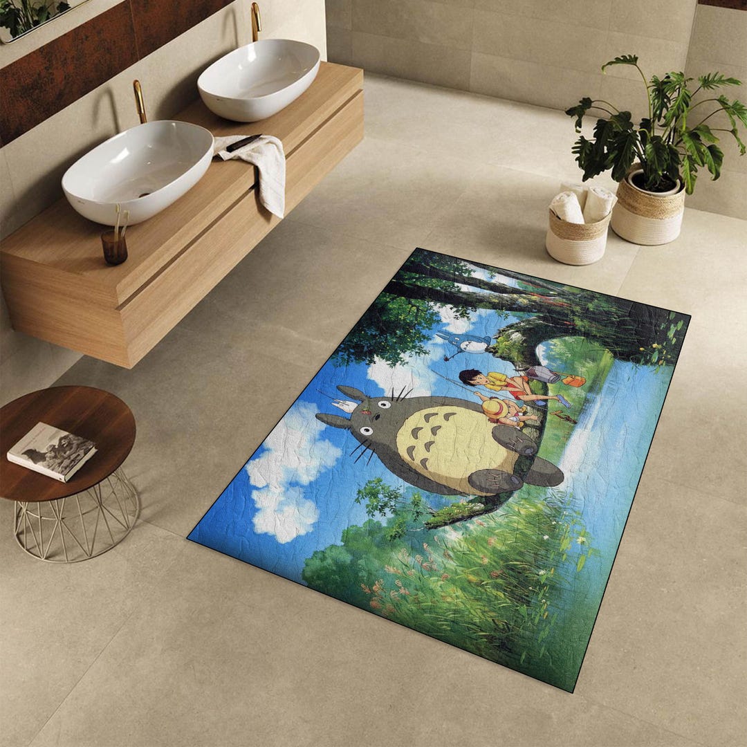Totoro Rug: Whimsical Forest Spirit Japanese Anime Polyester Rug - Etsy