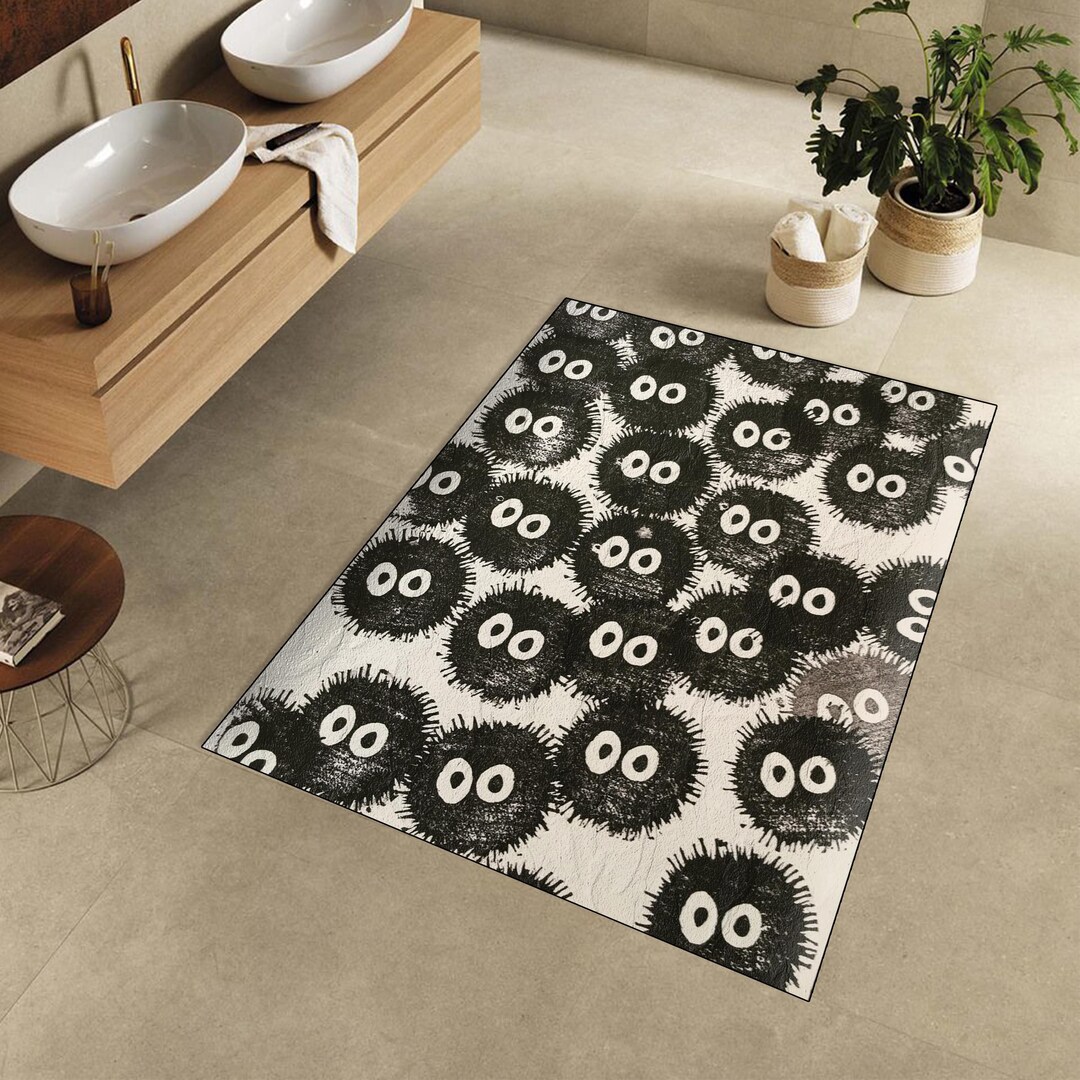 Kitchen Rugs Sprites Soot Sprite Rug: Ghibli Inspired Polyester Cartoon Carpet - Etsy
