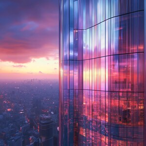 Futuristic Architecture Poster | Modern City at Sunset | High Definition Digital Art