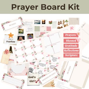 Printable Prayer Board Kit, Faith Vision Board, Christian Planner (Digital Download)