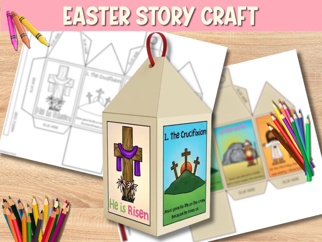 Easter Story Craft for Kids | He is Risen Lantern Printable | Sunday ...