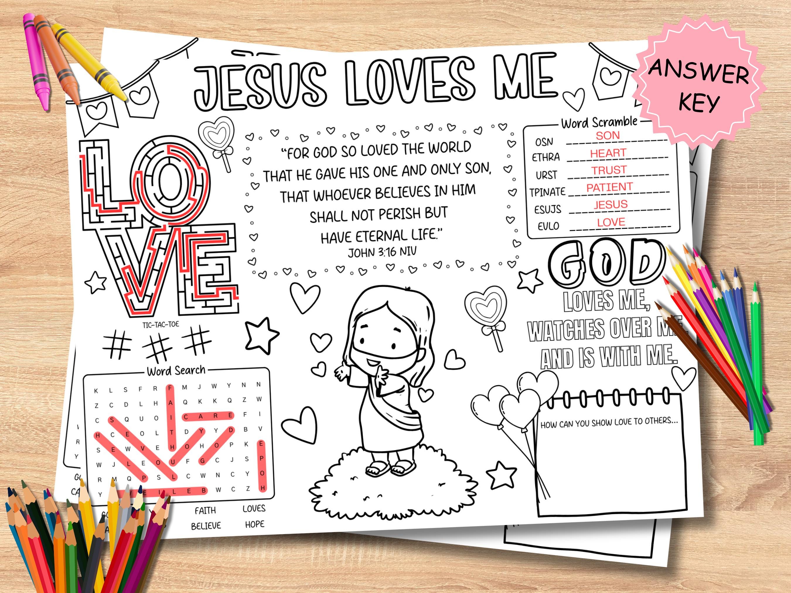 Jesus Loves Me – Valentine’s Day Bible Activity Sheet for Kids | Faith ...