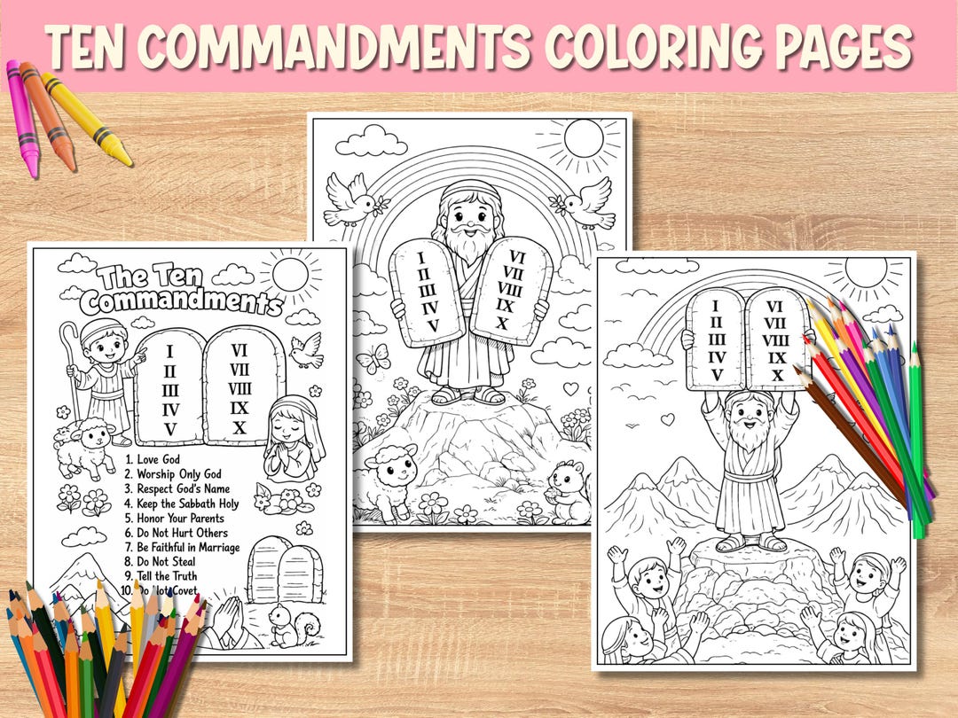 Ten Commandments Coloring Pages for Kids | Bible Story Printable ...