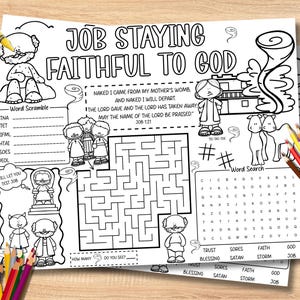 Job Faith Tested Activity Job Staying Faithful to God – Bible Activity Sheet for Kids - Etsy