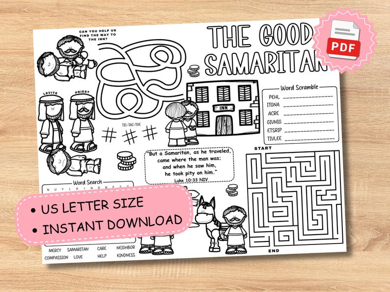 Good Samaritan Bible Activity for Kids | Sunday School Printable ...