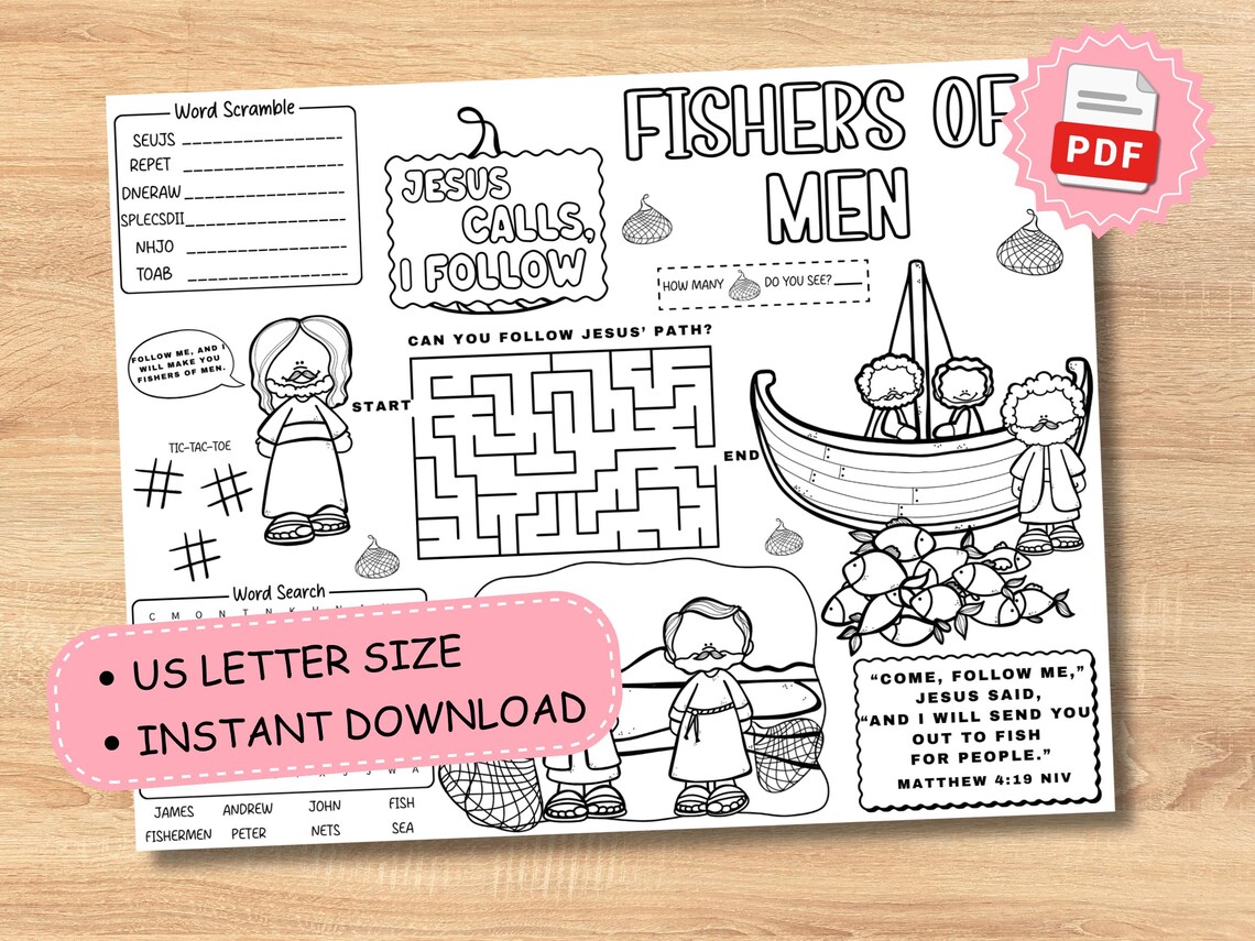 Fishers of Men Bible Activity for Kids | Jesus Calls Disciples ...