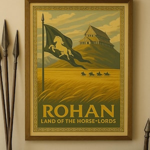 Rohan Travel Poster | “Land of the Horse-Lords” | Retro Fantasy Wall Art of Middle-earth – Digital Download
