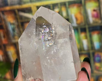 Clear Quartz Point with Rainbow Inclusions