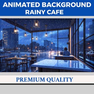 Rainy Cafe Vtuber Background Animated, Lofi Twitch Streaming Overlay Scene, Coffee Shop 4k Background, Loop Animation