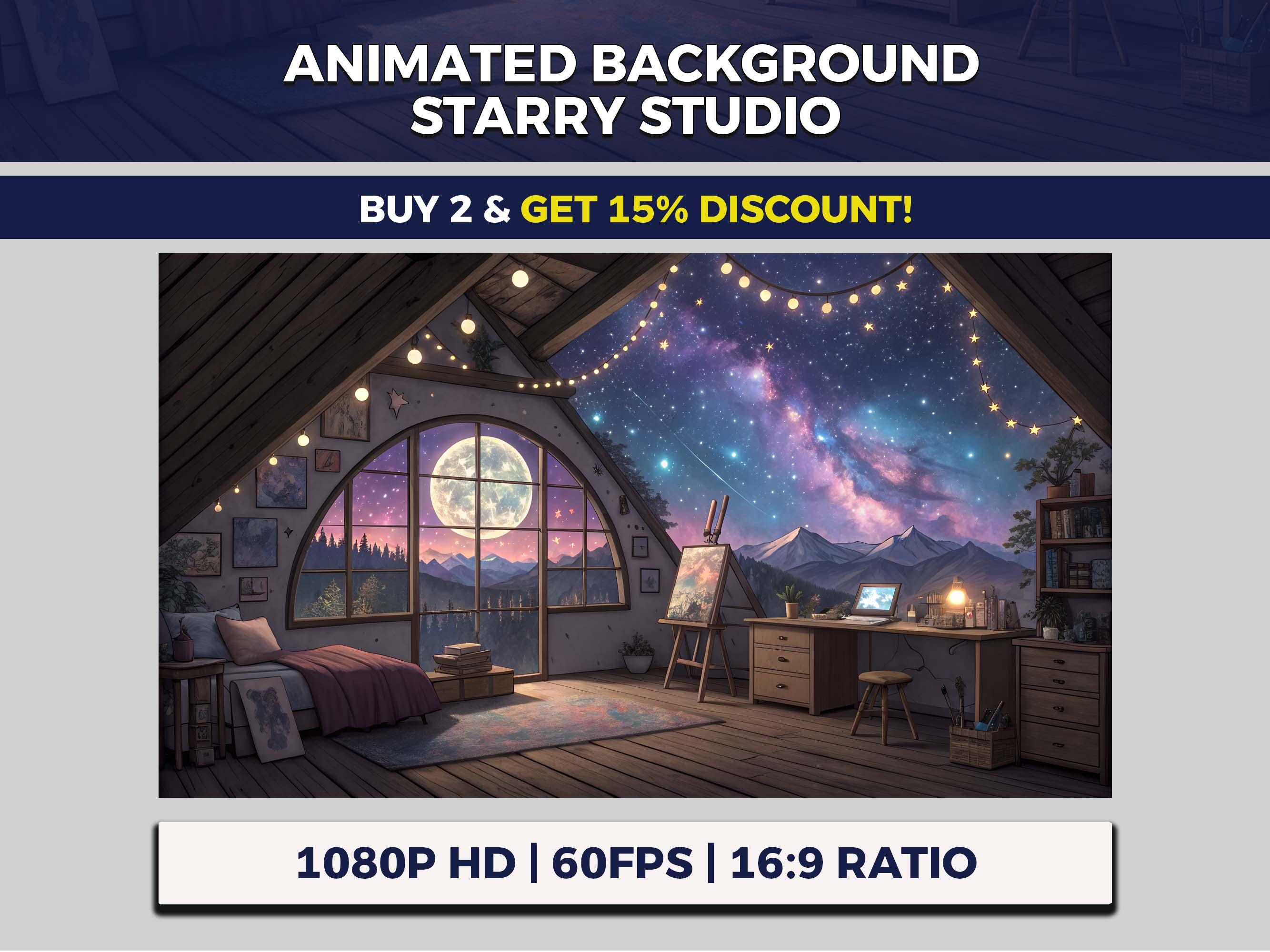 Starry night studio - Etsy België, image size:2667x2000