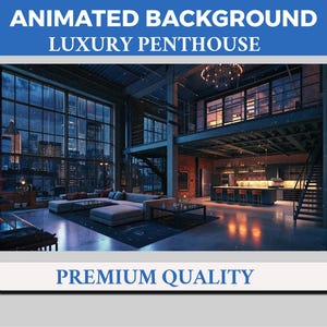 Cozy Rainy Luxury Penthouse Vtuber Background Animated, Lofi Twitch Streaming Overlay Scene, Rainy   4k Background, Loop Animation