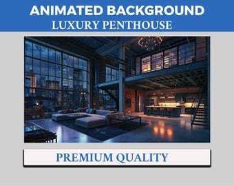 Cozy Rainy Luxury Penthouse Vtuber Background Animated, Lofi Twitch Streaming Overlay Scene, Rainy   4k Background, Loop Animation