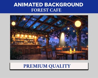 Forest Cafe Vtuber Background Animated, Lofi Twitch Streaming Overlay Scene, Coffee Shop 4k Background, Loop Animation