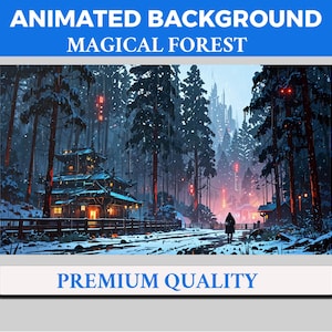 Dark Magic Forest Vtuber achtergrond geanimeerd, Lofi Twitch Streaming Overlay Scene, bosthema 4k achtergrond, mystieke lusanimatie