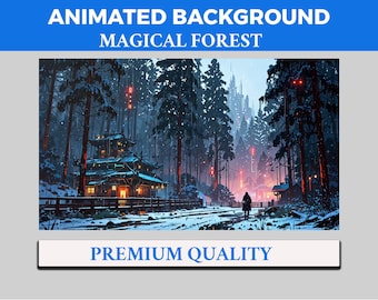 Dark Magic Forest Vtuber Background Animated, Lofi Twitch Streaming Overlay Scene, woodland theme 4k Background, Mystical Loop Animation