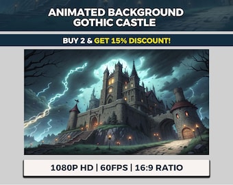 Dark Gothic Castle VTuber Background Animated, Haunted Palace, Eerie Summit, Scary Streaming Overlay, Lightning Night, Frightening Citadel