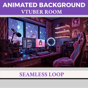 Pink Gaming Room Vtuber Background Animated, Lofi Twitch Streaming Overlay Scene, Streamer PC Setup 4k Background, Loop Animation Gamer den