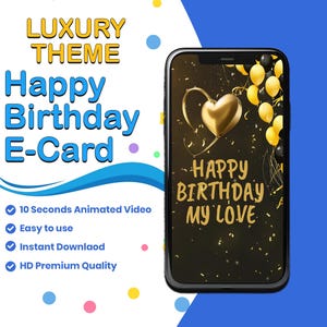 Happy Birthday Animation Luxury Theme, Animated Birthday Greeting, Modern Animated Ecard, Happy Birthday Virtual card, Animated Digital Card