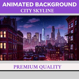 Lofi City Skyline Vtuber Background Animated, Lofi Twitch Streaming Overlay Scene, City Buildings 4k Background, Loop Animation