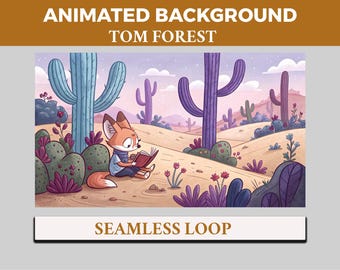 Tom Desert Vtuber Background Animated,  Lofi Twitch Streaming Overlay Scene, Day 4k Background Cartoonish Loop Animation