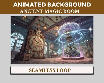 Ancient Magic Room Vtuber Background Animated, Lofi Twitch Streaming Overlay Scene, Mystical theme 4k Background, Loop Animation