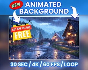 Raining Village Vtuber Background Animie Vtuber Animated Background twitch Streaming Background Animated Twitch Background Anime Background