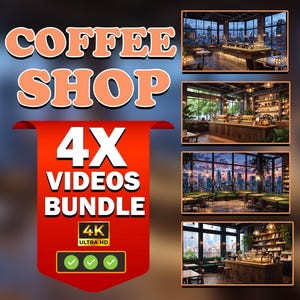 Animated Coffee Shop Background Bundle, Twitch Stream Overlay, Looped Vtuber Background, Vtuber Fantasy, Animated Cafe Background, 4K 60Fps