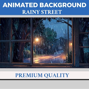 Rainy Street Vtuber Background Animated, Lofi Twitch Streaming Overlay Scene, Window Mystical Rain 4k Background, Loop Animation