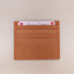 Slim Genuine Leather Card Holder – Minimalist Wallet for Men & Women – Handmade Vintage Tan Credit Card Organizer