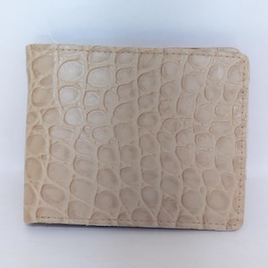 Handmade Beige Crocodile Embossed Leather Wallet | Croc Wallet Slim Bifold Men’s Wallet with Card Slots | Genuine Leather Everyday Wallet