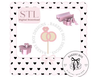 Juego de moldes para cake pops con forma de anillo de boda (archivo STL, descarga digital)